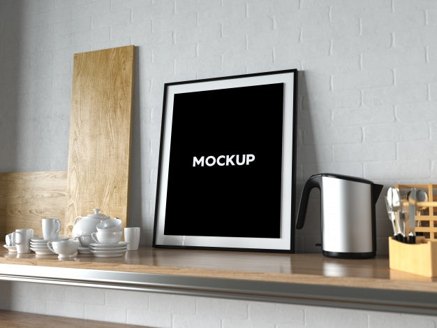 Free Frame In A Kitchen Mock Up Design Psd