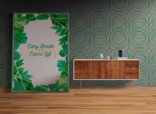 Free Frame Mock-Up On Room Floor Psd