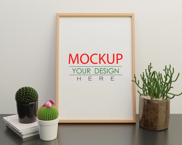 Free Frame Mockup In Living Room Interior Psd