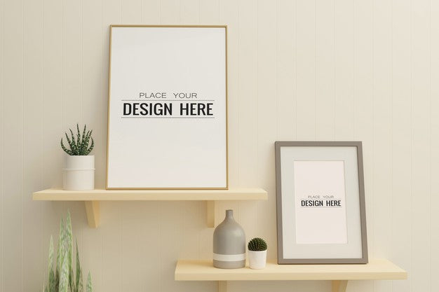 Free Frame Mockup In Living Room Interior Psd