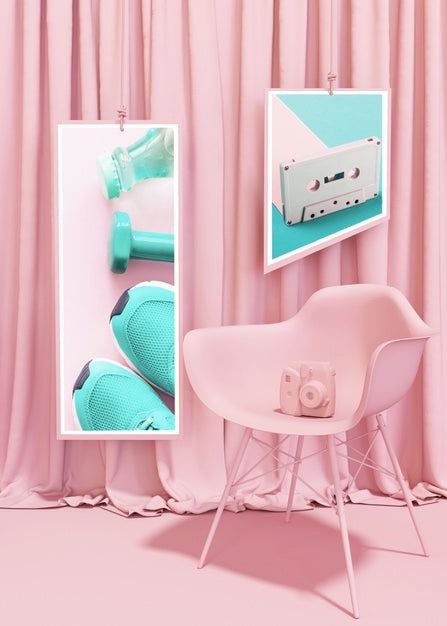 Free Frame Mockup In Pink Pop Style Psd