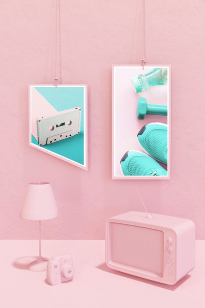 Free Frame Mockup In Pink Pop Style Psd