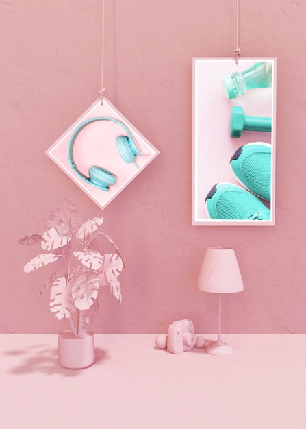 Free Frame Mockup In Pink Pop Style Psd