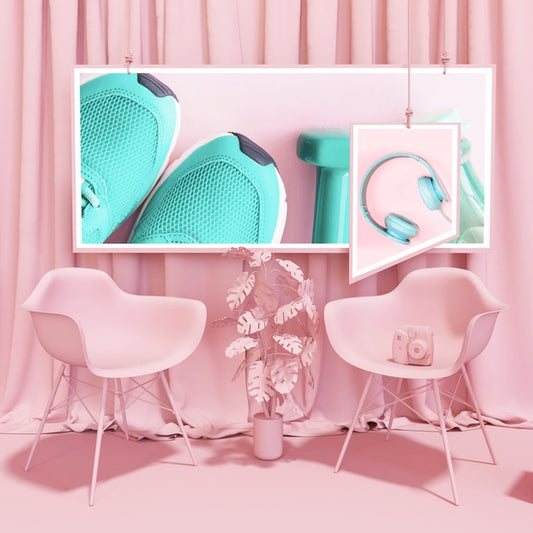 Free Frame Mockup In Pink Pop Style Psd