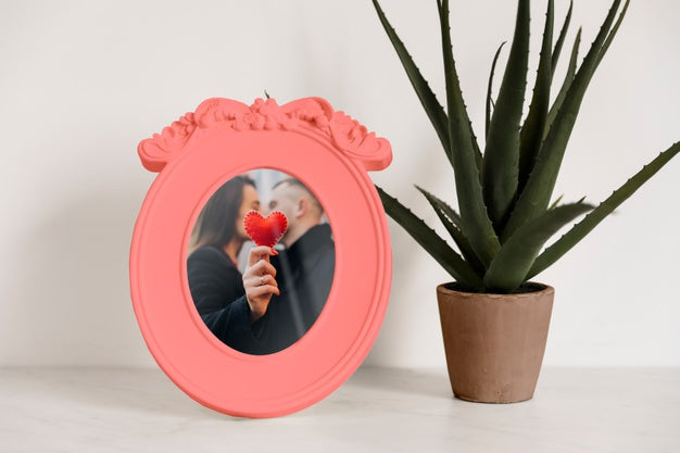 Free Frame Mockup Next To A Plant Psd