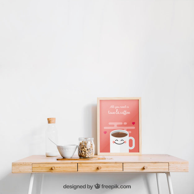 Free Frame Mockup On A Table Psd