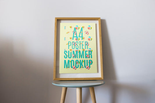 Free Frame Mockup On Table Psd