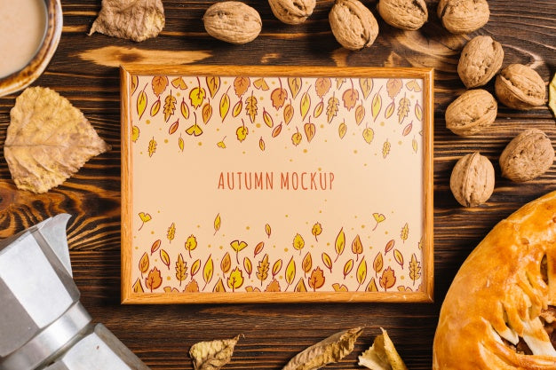 Free Frame Mockup With Autumn Concept Psd