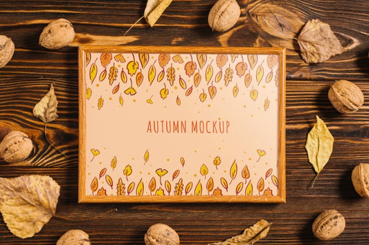 Free Frame Mockup With Autumn Concept Psd