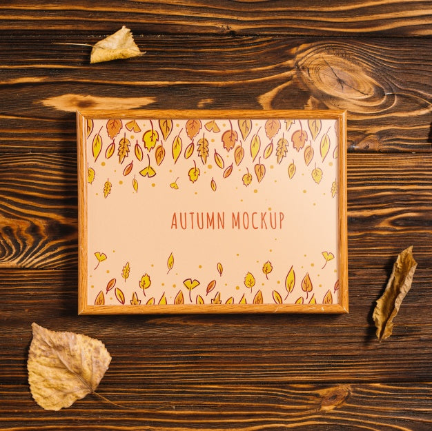 Free Frame Mockup With Autumn Concept Psd