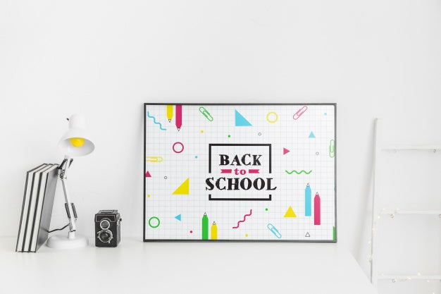 Free Frame Mockup With Back To School Concept Psd