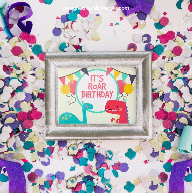 Free Frame Mockup With Birthday Design Psd