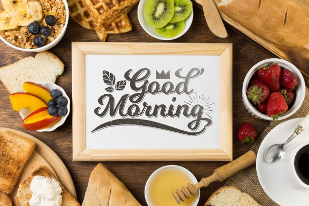 Free Frame Mockup With Breakfast Concept Psd