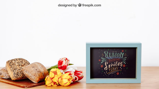 Free Frame Mockup With Breakfast Psd