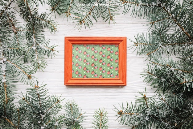 Free Frame Mockup With Christmas Design Psd