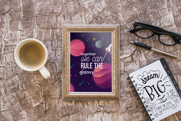 Free Frame Mockup With Coffee Psd