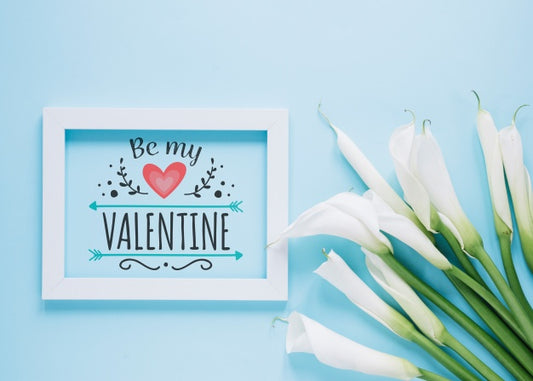 Free Frame Mockup With Floral Valentines Day Concept Psd