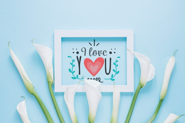 Free Frame Mockup With Floral Valentines Day Concept Psd