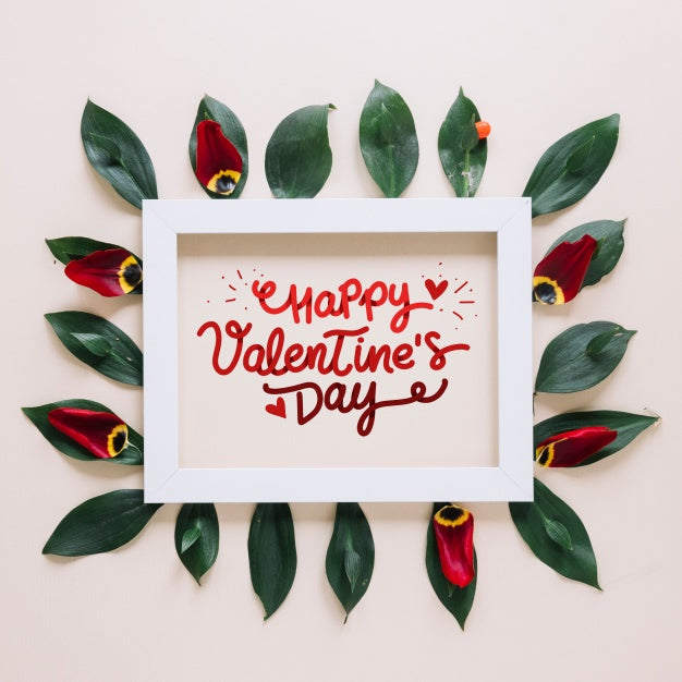 Free Frame Mockup With Floral Valentines Day Concept Psd