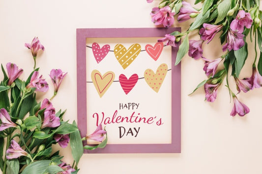 Free Frame Mockup With Floral Valentines Day Concept Psd