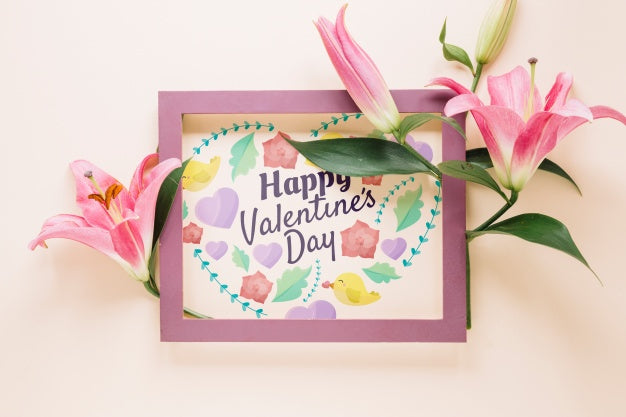 Free Frame Mockup With Floral Valentines Day Concept Psd