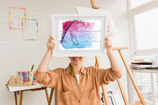 Free Frame Mockup With Studio Art Concept Psd