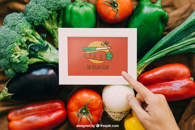 Free Frame Mockup With Vegetable Designs Psd