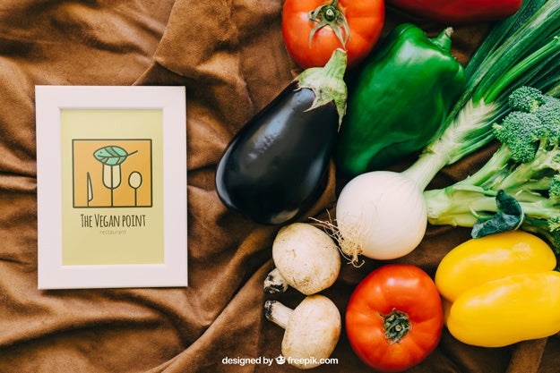 Free Frame Mockup With Vegetable Designs Psd