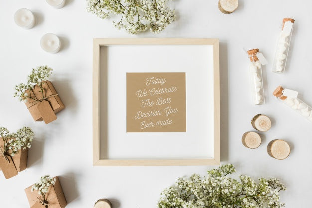 Free Frame Mockup With Wedding Concept Psd