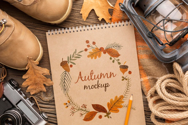 Free Frame Of Autumn Objects And Notebook Psd