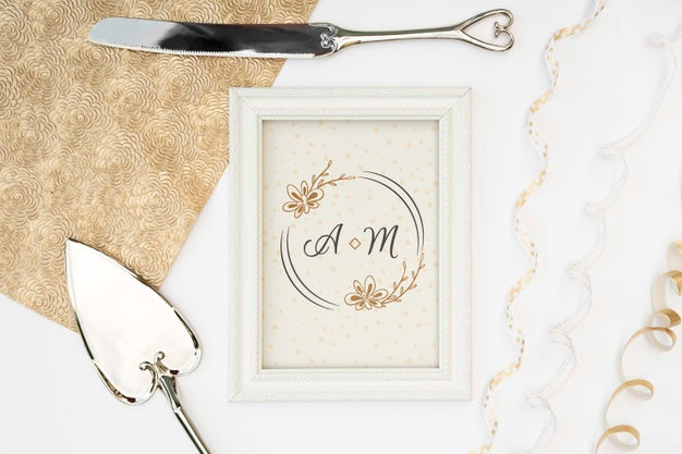 Free Frame With Wedding Cutlery Psd