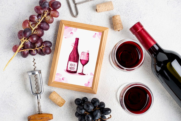 Free Frame With Wine Bottle On Table Psd