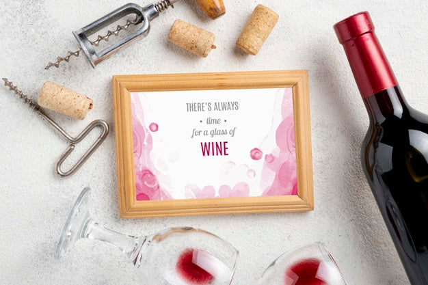 Free Frame With Wine Bottle Psd