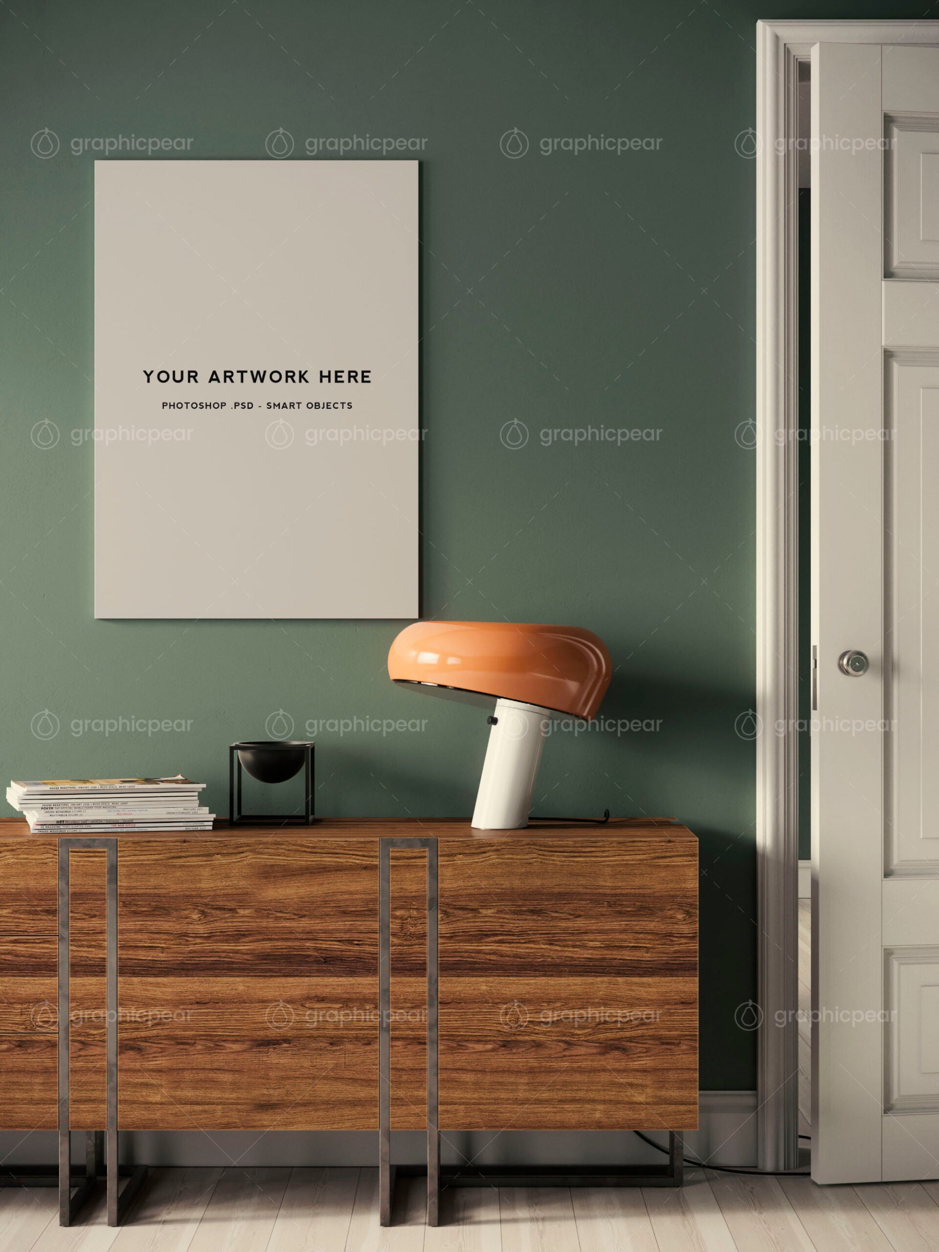 Free Frameless A1 Poster Interior Scene Mockup