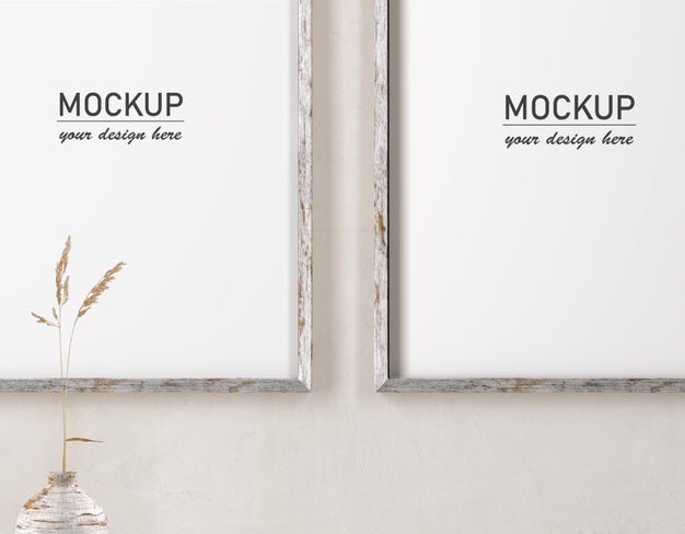 Free Frames Mock-Up With Vase Decor Psd