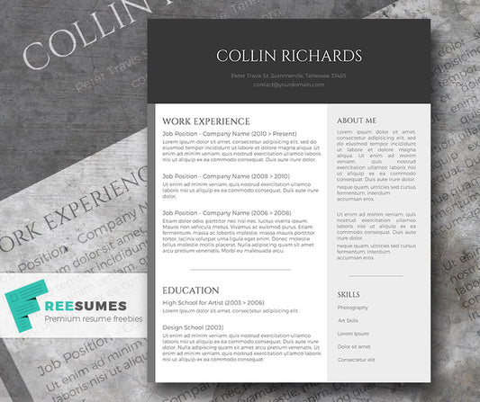 Free Professional Trendy CV Resume Template in Minimal Style in Microsoft Word (DOC) Format