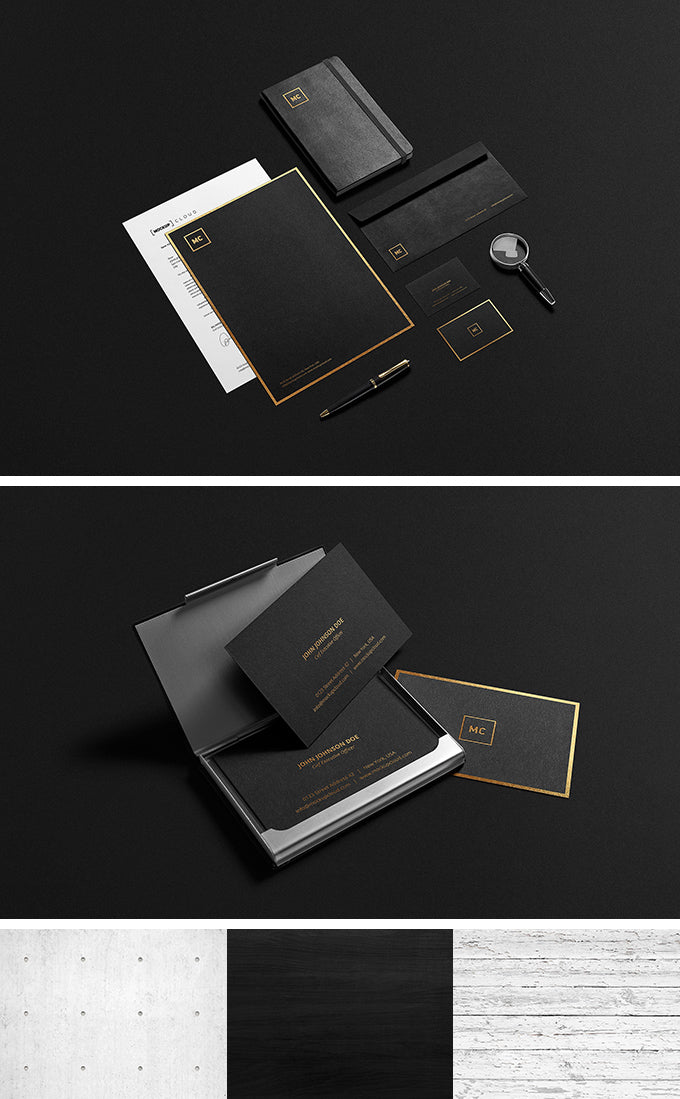 Free Black + Gold Stationery Mockup