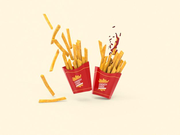 Free French Fries Packaging Mockup Psd