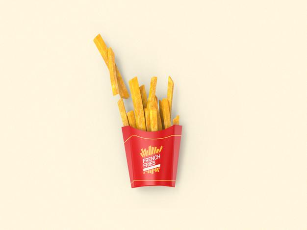 Free French Fries Packaging Mockup Psd