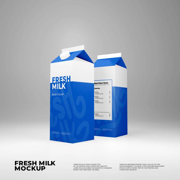 Free Fresh Milk Box Mockup Psd