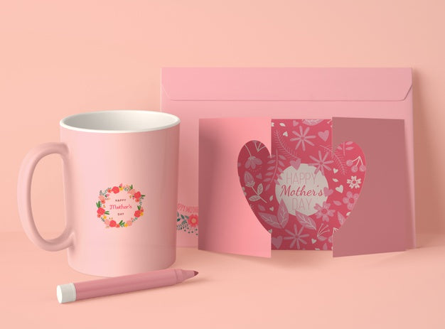 Free Front View Assortment For Mother'S Day With Card Psd