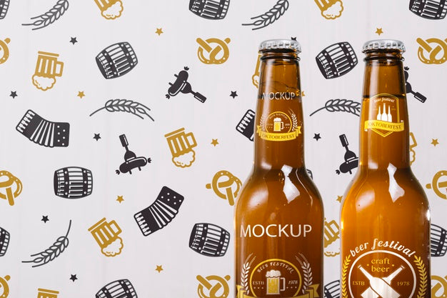 Free Front View Beer Bottles With Copy Space Psd