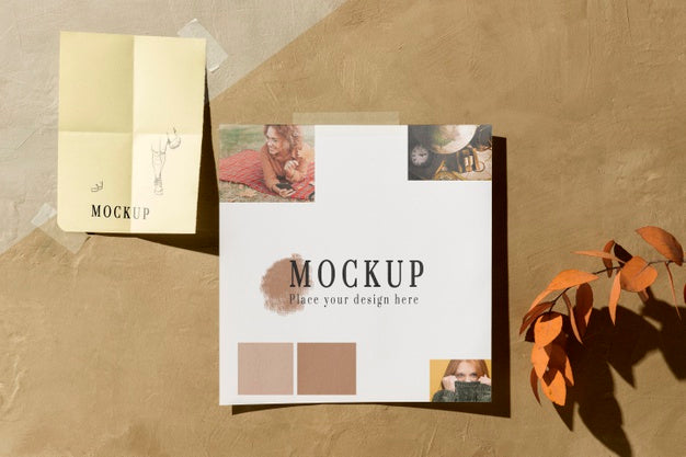 Free Front View Of Autumn Moodboard Mock-Up Psd