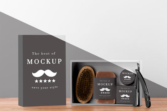 Free Front View Of Barbershop Items Pack Psd