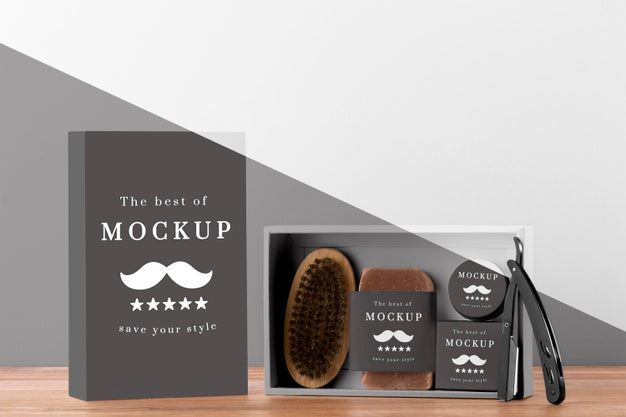 Free Front View Of Barbershop Items Pack Psd