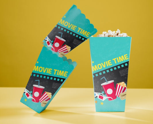 Free Front View Of Cinema Popcorn Cups Psd