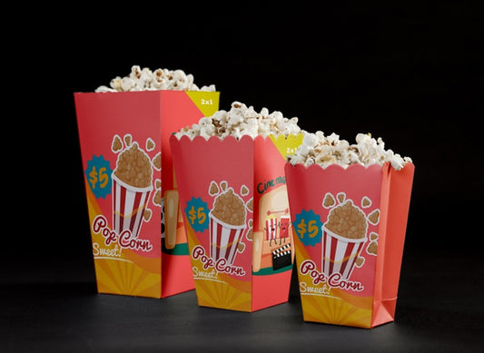 Free Front View Of Cinema Popcorn In Ascending Order Psd