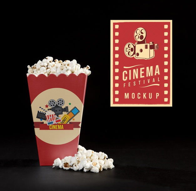 Free Front View Of Cinema Popcorn Psd