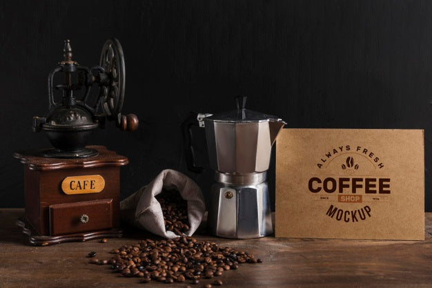 Free Front View Of Coffee Concept Mock-Up Psd