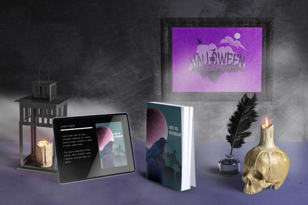 Free Front View Of Halloween Concept Mock-Up Psd